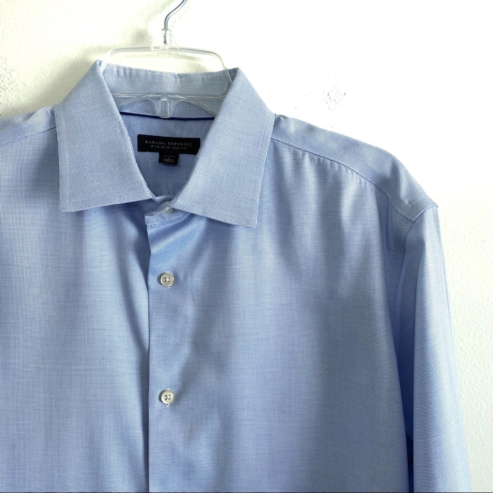 Banana Republic Slim Cut Button Down Shirt Size L Light Blue